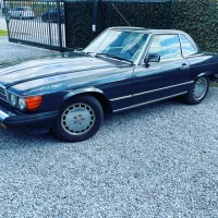 Mercedes 560 SL Cabrio Last model 107 1989  Blauschwarz - Metallic / Leder perforiert Cremebeige(275A)